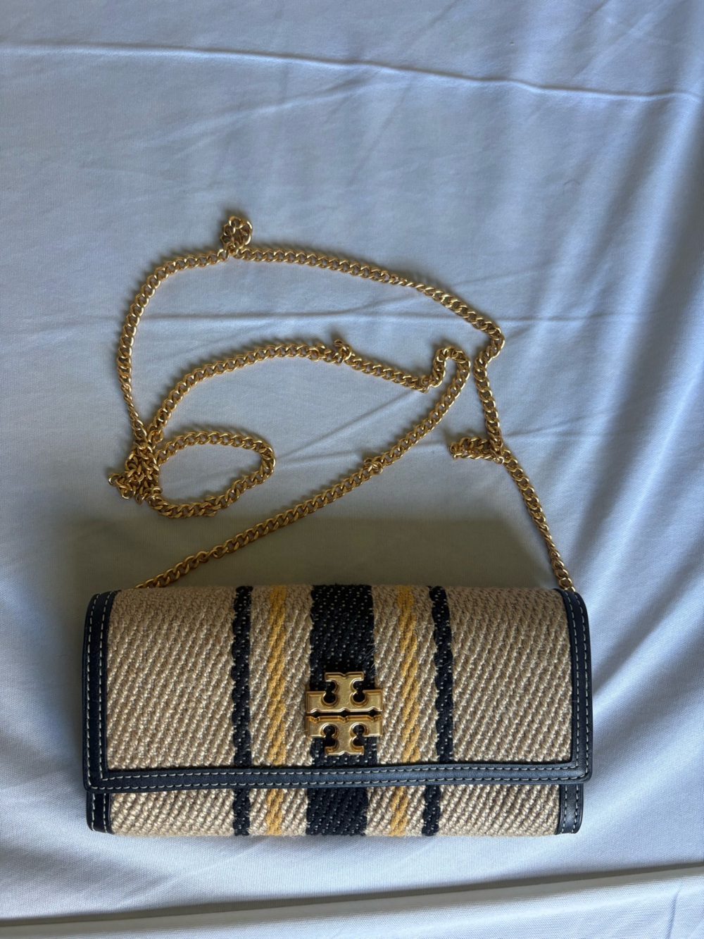 Tory Burch Juliette French Linen Chain Wallet Crossbody Bag